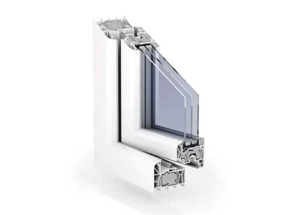 Cut-away of the 88plus uPVC frame with triple glazing